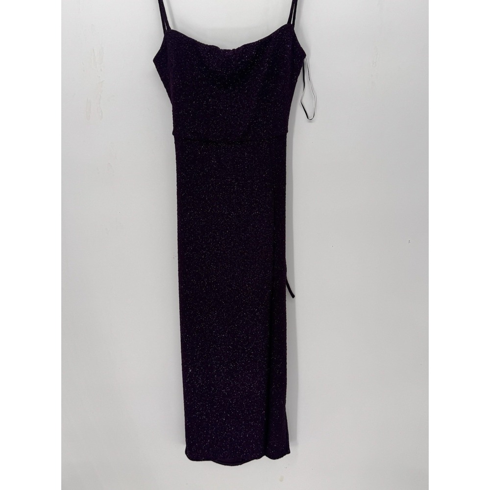 Vintage Windsor Y2K dark Purple glitter ruched formal dress 90s USA MADE BODYCON